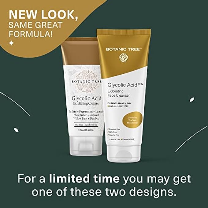 Botanic Tree GLYCOLIC ACID FACE WASH EXFOLIATING CLEANSER 180ML W/10% GLYCOLIC ACID- AHA FOR WRINKLES AND LINES REDUCTION-ACNE FACE WASH FOR A DEEP CLEAN- CONTAINS ORGANIC EXTRACTS SUCH AS BAMBOO, SHEA BUTTER,A... - Image 2